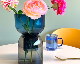 Medium Flip Vase, Glass Vase, reversible vase, Candle holder, Mouth blown glass vase, Cloudnola, Flower vase , Avocado vase