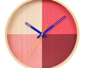 Kitchen clock Riso Graph Wooden Wall Clock - A Nordic-Inspired Boho Design Clock that Combines Screen Print Artistry with Timekeeping