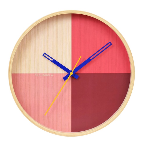 Kitchen clock Riso Graph Wooden Wall Clock - A Nordic-Inspired Boho Design Clock that Combines Screen Print Artistry with Timekeeping