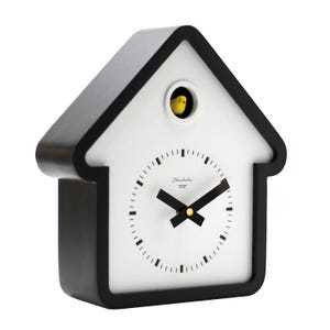 Cuckoo Clock House - Modern Cuckoo - Bird Clock - Black & White - Cloudnola
