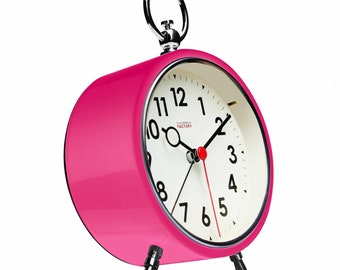 Rise and Shine with Cloudnola: Modern Metal Alarm Clock in Shiny Fuchsia – with a light!