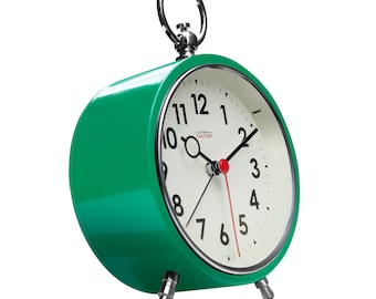 Rise and Shine with Cloudnola: Modern Metal Alarm Clock in Shiny Green – with a light!