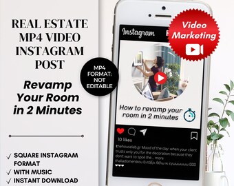 Social Media Video Post, Revamp Your Room in 2 Minutes, Realtor Marketing, Instagram Post, Real Estate Video Content, Videos for Real Estate