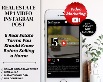 Social Media Video Post, Real Estate Terms U Should Know Before Selling a Home, Realtor Marketing, Instagram Post, Real Estate Video Content