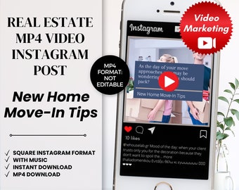 Social Media Video Post, New Home Move In Tips, Real Estate Marketing, Instagram Post, Real Estate Video Content, Videos for Real Estate