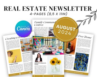 Real Estate August 2024 Newsletter |Real Estate Template |Real Estate Marketing| Canva |Instant Download |Editable | Real Estate Newsletter