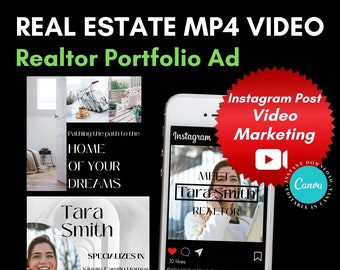Real Estate Instagram Video Post, Realtor Portfolio Video, Instagram MP4 Post, Canva Template, Real Estate Marketing, Video Markerting