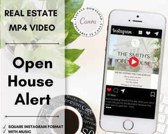 Open House Video, Canva Customizable Video Template, Real Estate Marketing, Social Media, Square Instagram MP4 Post, Real Estate Video, Logo