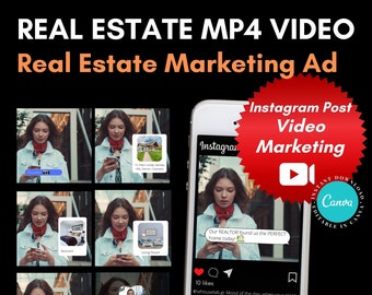 Real Estate Instagram Video Post, Real Estate Marketing Ad Video, Instagram Post, Canva Template, Real Estate Marketing, Video Markerting