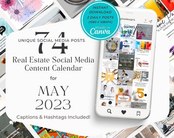 Real Estate May 2023 Social Media Posts, Instagram, Facebook,Caption, Real Estate Marketing,Canva Template,Realtor Monthly Post, Mothers Day