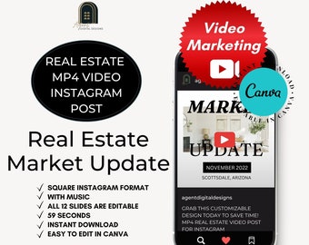 Real Estate Market Update Video,Canva Customizable Video Template,Real Estate Marketing,Social Media,Real Estate Template,Instagram MP4 Post