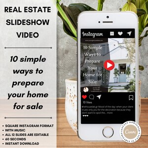 Real Estate Video | 10 Simple Ways to Prepare Your Home for Sale | Instagram MP4 Post | Canva Customizable Template | Real Estate Marketing