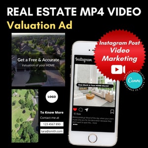 Real Estate Instagram Video Post, Valuation Ad Video, Instagram MP4 Post, Canva Template, Real Estate Marketing, Video Markerting, Facebook