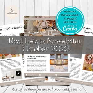 Real Estate October 2023 Newsletter |Real Estate Template |Real Estate Marketing| Canva |Instant Download|Editable Template|Real Estate News