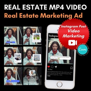 Real Estate Instagram Video Post, Real Estate Marketing Ad Video, Instagram Post, Canva Template, Real Estate Marketing, Video Markerting