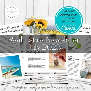 Real Estate July 2023 Newsletter |Real Estate Template |Real Estate Marketing |Canva |Instant Download |Editable Template |Real Estate News