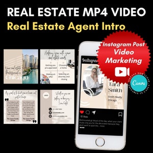 Real Estate Instagram Video Post, Real Estate Intro Ad Video, Instagram MP4 Post, Canva Template, Real Estate Marketing, Video Markerting zdjęcie 1
