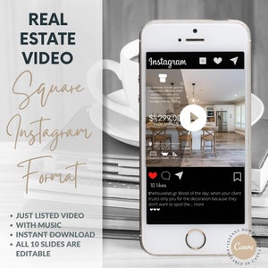Square Instagram Real Estate Agent Listing Video, Canva Customizable Video Template, Real Estate Marketing, Real Estate Template, Video