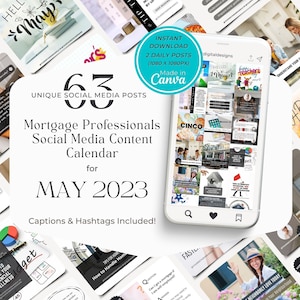 Mortgage Social Media Posts, May 2023, Mortgage Broker Social Media Marketing, Mortgage Broker Branding, Mortgage Canva Templates, 63 Posts