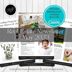 Real Estate May 2023 Newsletter |Real Estate Template |Real Estate Marketing |Canva |Instant Download |Editable Template |Real Estate News