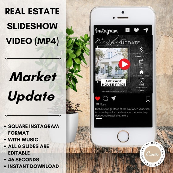 Real Estate Video | Local Housing Market Update | Instagram MP4 Post | Canva Customizable Template | Real Estate Marketing