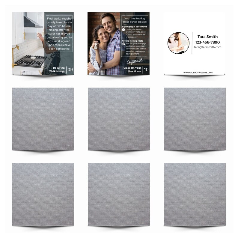 May include: A real estate agent's business card with a photo of a couple holding keys to their new home. The card includes the agent's name, phone number, email address, and website. The text on the card reads "Close on Your New Home".