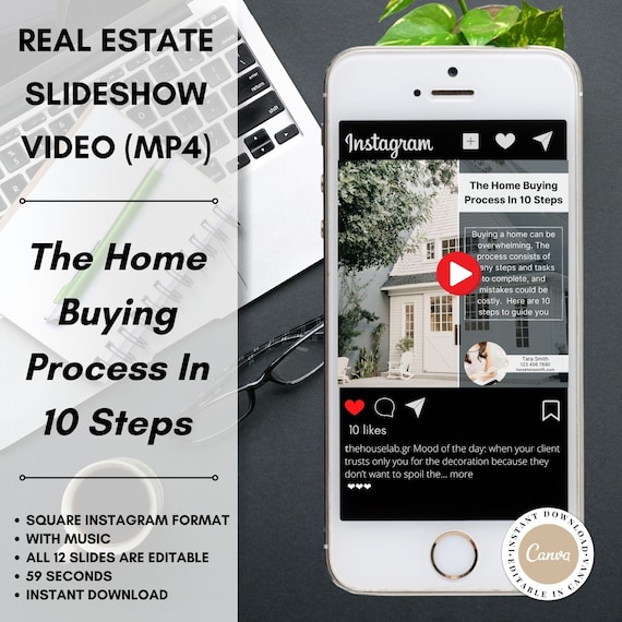Real Estate Video Marketing, Home Buying Process, Real Estate Logo, Real Estate Marketing, Instagram Templates, Realtor Branding, Canva