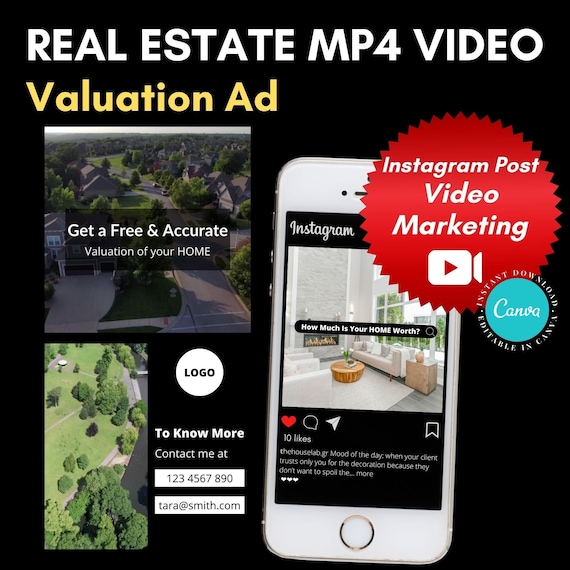 Real Estate Instagram Video Post, Valuation Ad Video, Instagram MP4 Post, Canva Template, Real Estate Marketing, Video Markerting, Facebook