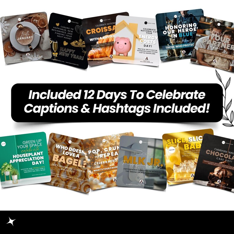 Real Estate Social Media Templates, Posts, Content, Marketing, Calendar