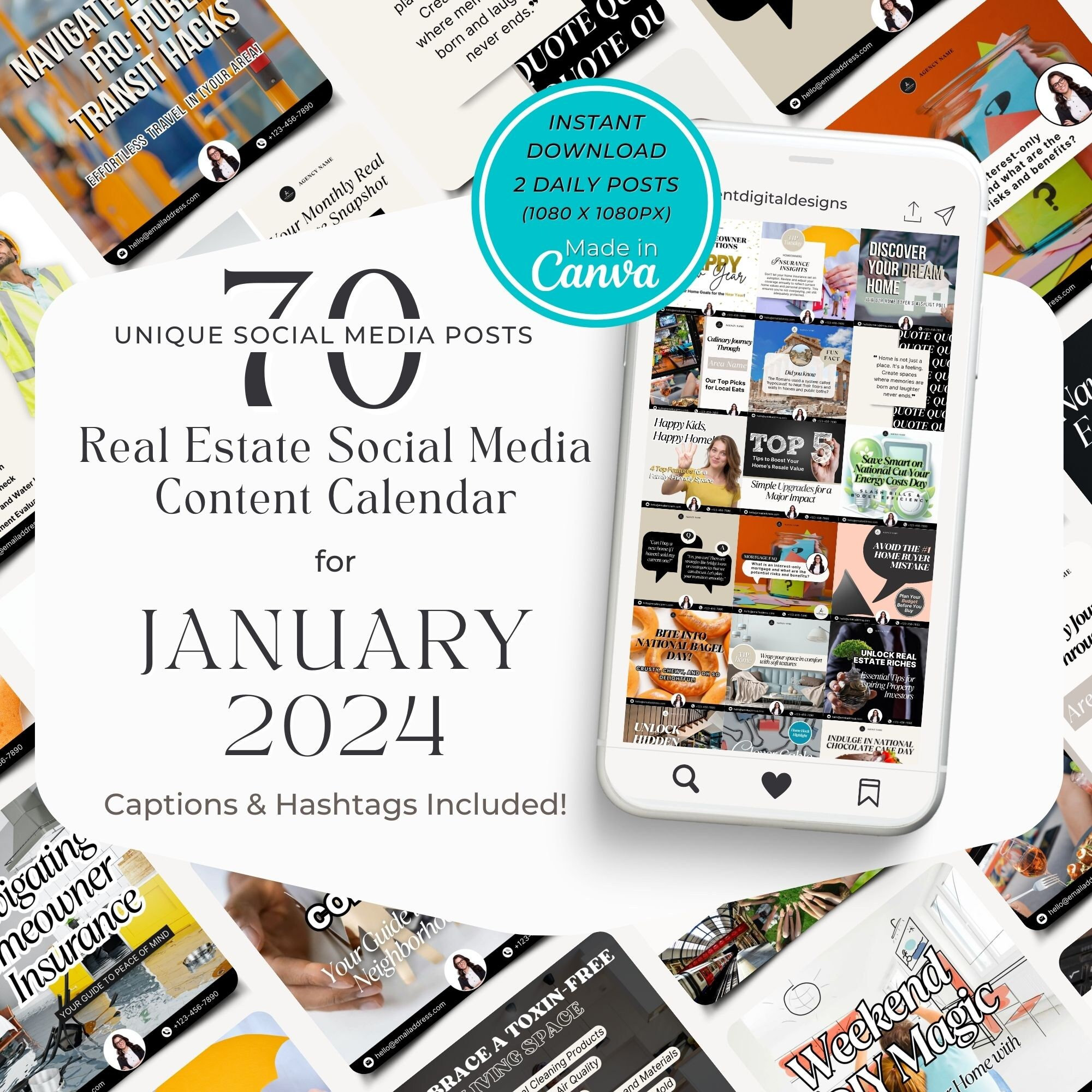 Real Estate Social Media Templates, Posts, Content, Marketing, Calendar ...