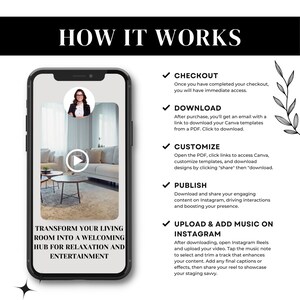 Real Estate Instagram Reel Template for Living Room Staging Instant Download, Easy Edit Canva Template for Agents Realtor Marketing Tool image 9