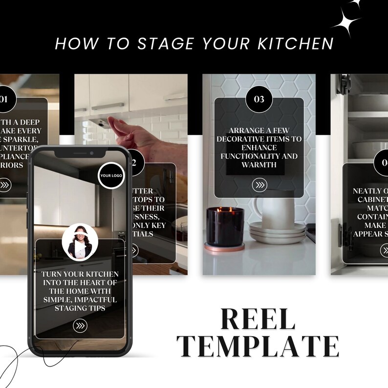 Real Estate Instagram Reel Template for Kitchen Staging Instant Download, Easy Edit Canva Template for Agents Realtor Marketing Tool image 6