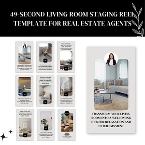 Real Estate Instagram Reel Template for Living Room Staging Instant Download, Easy Edit Canva Template for Agents Realtor Marketing Tool image 5