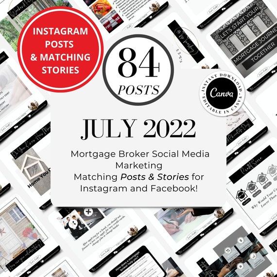 Mortgage Broker Social Media Posts for July Instagram Post Etsy
