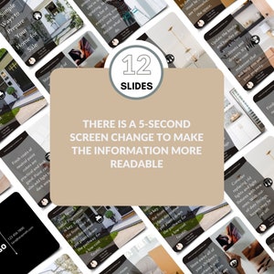 May include: A collage of 12 slides with tips for preparing a home for sale. The slides feature images of homes and text with tips such as "Fresh coats of neutral paint colors are practical and look good." and "Your home's initial impression is key. Repaint the front door or place decorative pot plants down the pathway for a low-cost facelift."