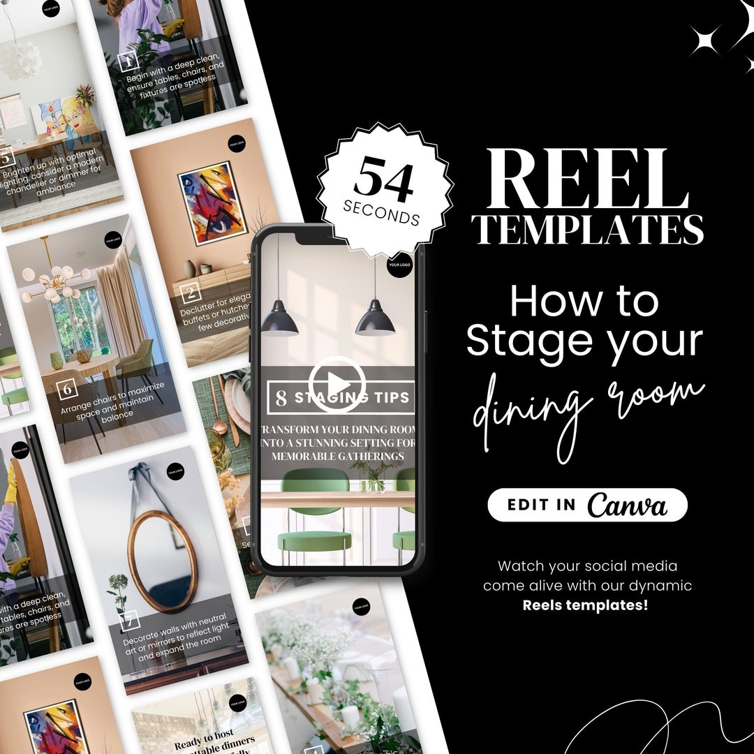 Real Estate Instagram Reel Template for Dining Room Staging - Instant ...