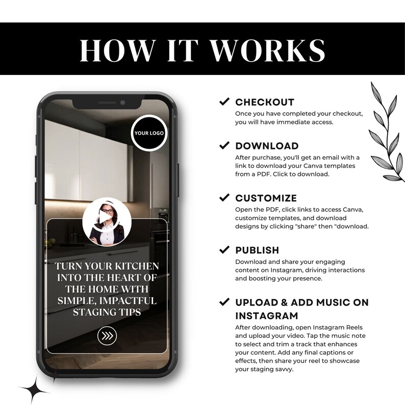Real Estate Instagram Reel Template for Kitchen Staging Instant Download, Easy Edit Canva Template for Agents Realtor Marketing Tool image 9