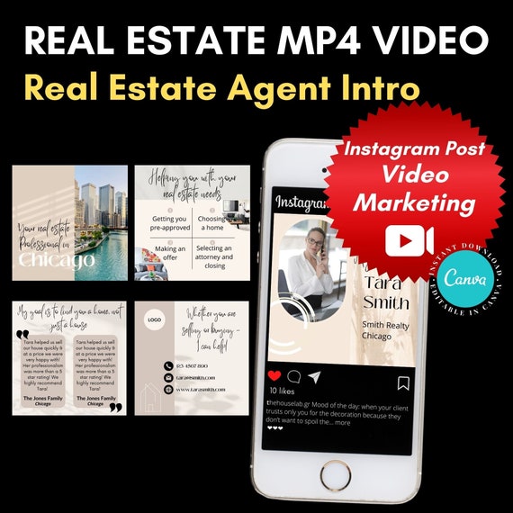 Real Estate Instagram Video Post, Real Estate Intro Ad Video, Instagram MP4 Post, Canva Template, Real Estate Marketing, Video Markerting