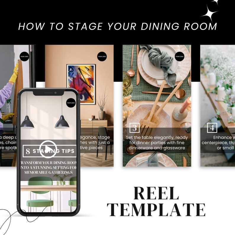 Real Estate Instagram Reel Template for Dining Room Staging - Instant ...