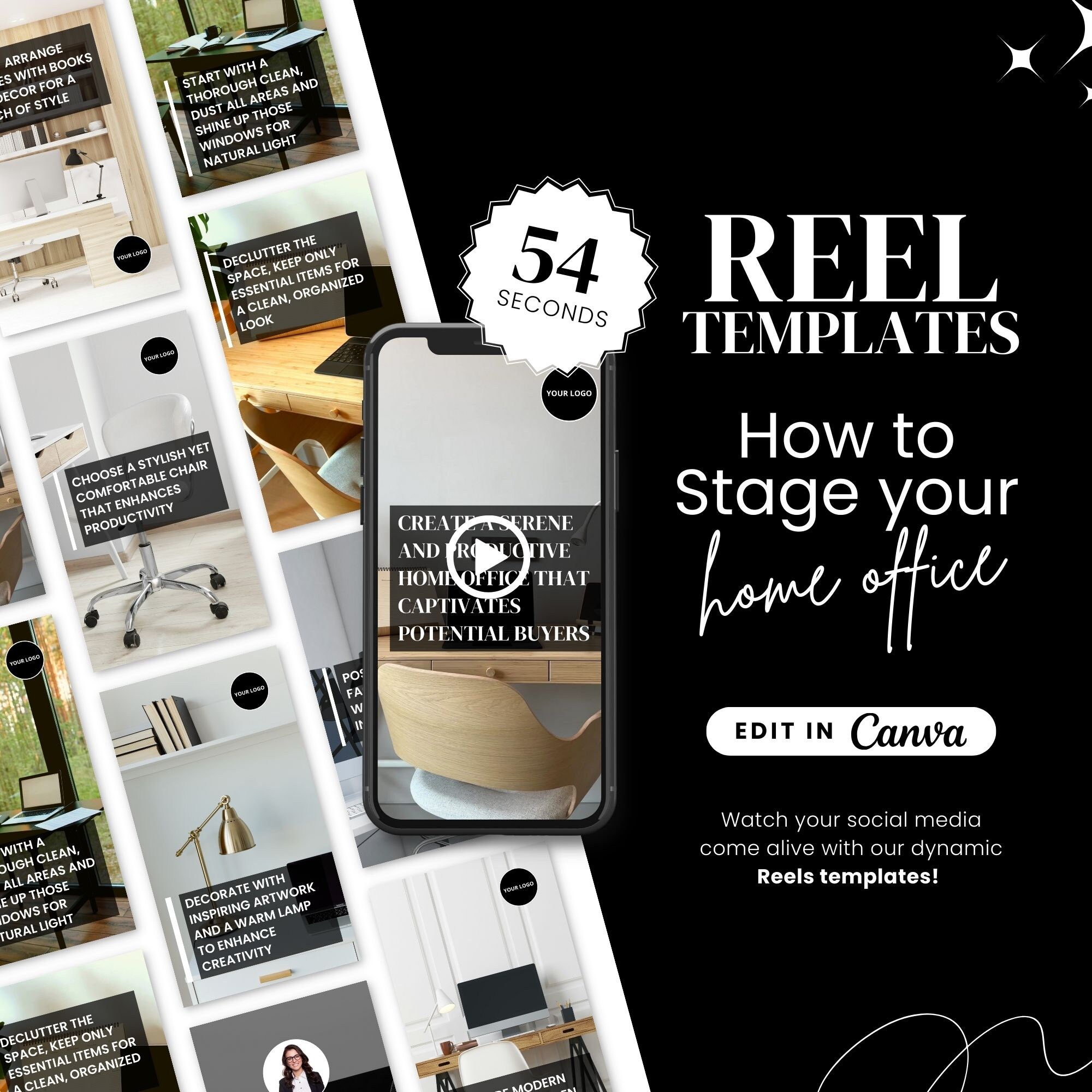 Real Estate Instagram Reel Template for Home Office Staging - Instant ...