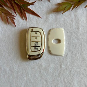 Étui de protection pour porte-clés en Tpu, pour Hyundai Elantra Sonata Tucson Palisade 2013 2019, télécommande sans clé Blanc