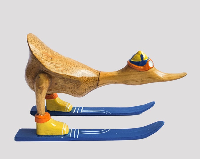 Wooden Duck Snow Skies, Bamboo Duck, Gift for Her, Gift for Him, Room