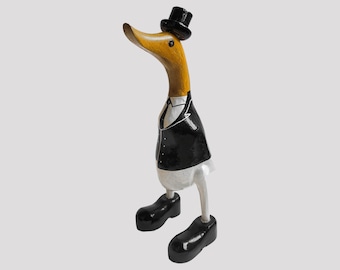 Duck in Tuxedo Sculpture, groom figurine, Gift For Groom, Office Decor, Sculpture, Handcrafted, Wedding Gift, Gift for Dad, Christmas Decor