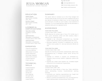 Modern Teacher Resume Template Canva Word PowerPoint, Professional Educator CV, Teaching Job Resume, ATS Friendly Layout