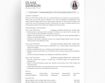 Minimalist ATS Resume Template Canva, Word & PowerPoint | Professional CV | Simple Clean Resume | Editable Instant Download Template