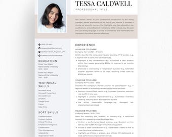 Professional Resume Template with Photo, Modern Resume Canva Word PowerPoint, Clean Professional CV, Editable Instant Download