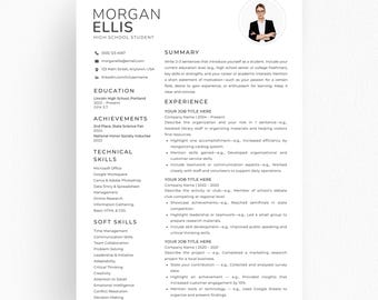 Student Resume Template Canva Word PowerPoint, High School College Resume, First Job Resume No Experience, Editable Download