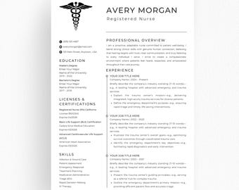 Nursing Resume Template, Registered Nurse Resume RN, CNA, Canva Word PowerPoint, New Grad Nurse CV, Editable Nurse Resume Instant Download