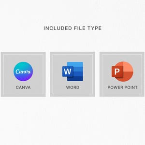 May include: Image showing three icons representing file types: Canva, Word, and Power Point. The Canva icon is a blue and purple circle. The Word icon is a blue square with a white "W". The Power Point icon is an orange circle with a red "P".