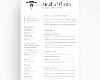 Nursing Resume Template RN, CNA Resume Canva Word PowerPoint, New Grad Nurse CV, Editable Professional Nursing Resume Download